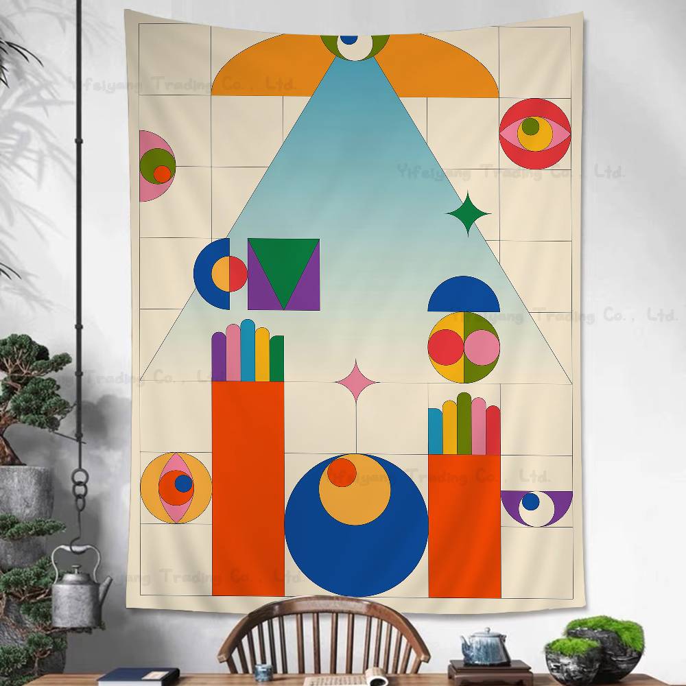 Buntes Geometrisches Gemälde Gedruckt Großer Wandteppich Indischer Buddha Wanddekoration Hexerei Bohemian Hippie Dekor Decke
