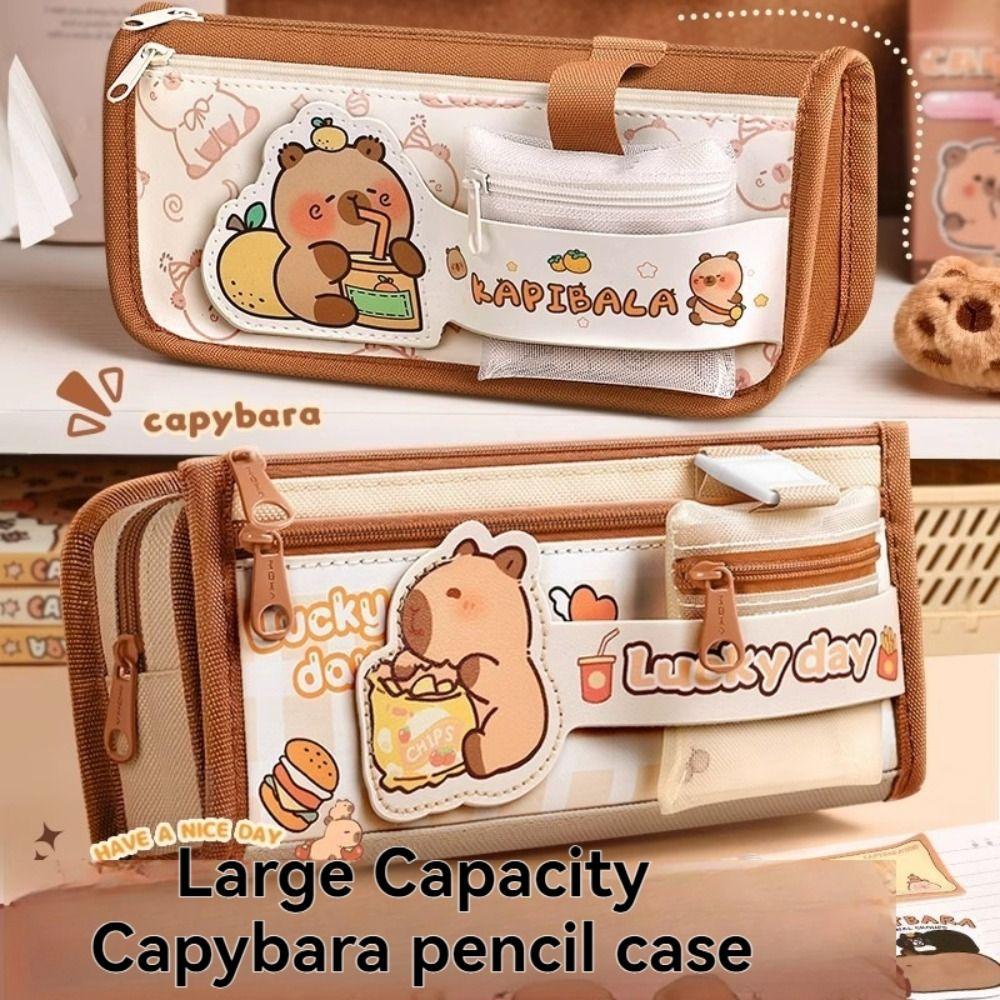 

3/5-слойный пенал-капибара, милый пенал на молнии, прочный мультяшный пенал, для детей 3 Layer-Style B