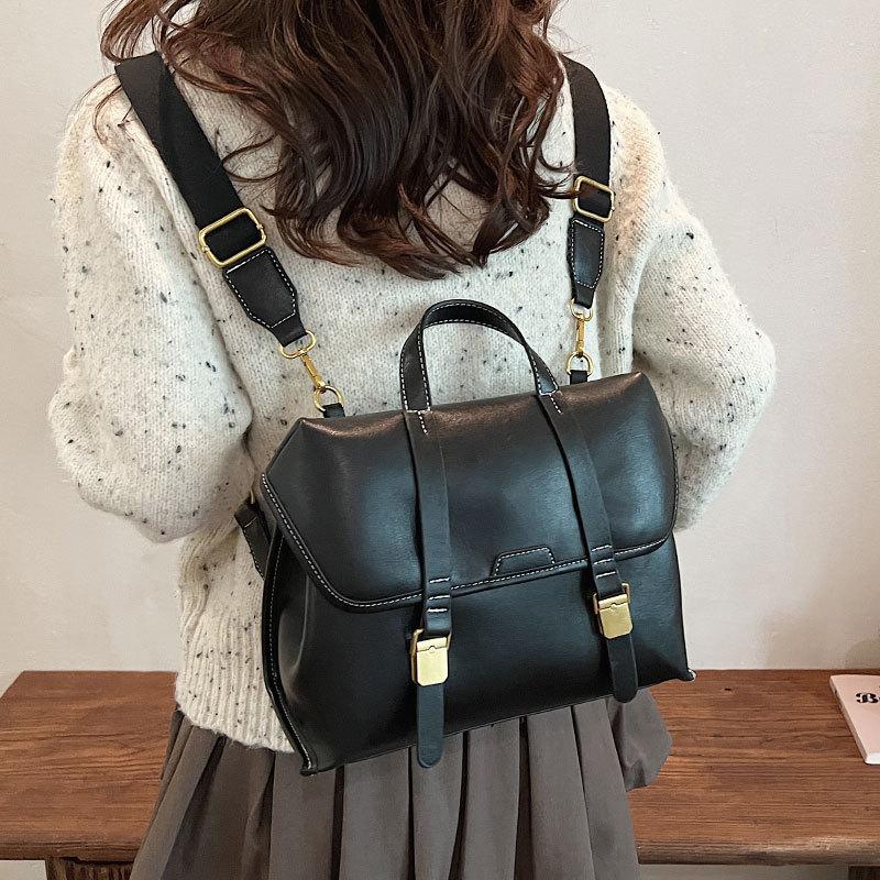 Niche backpack bag women's autumn new trendy frosted briefcase