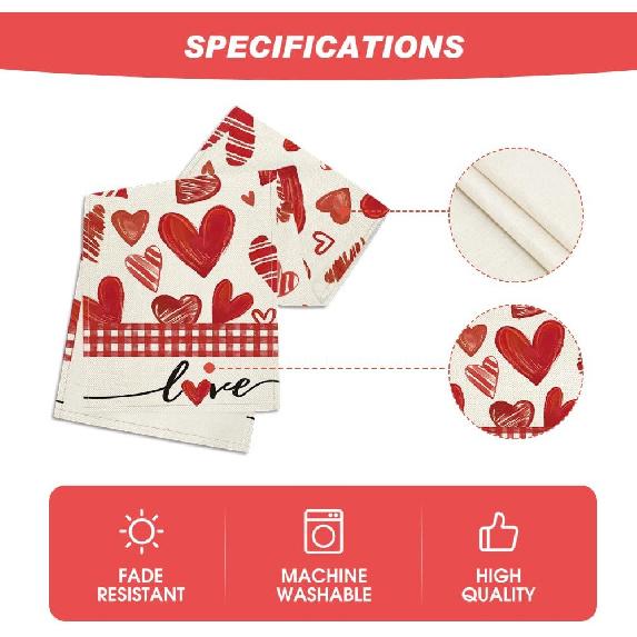 Artoid Mode Red Buffalo Plaid Love Heart Valentine's Table Runner, Anniversary Kitchen Dining Table Decoration for Home Party Decor 13x72 Inch