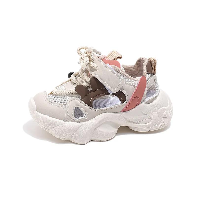 

Детские спортивные сандалии 2024 года, летние дышащие теннисные туфли для девочек с вырезами, симпатичные туфли принцессы для школьников, износостойкие 21 бежевый