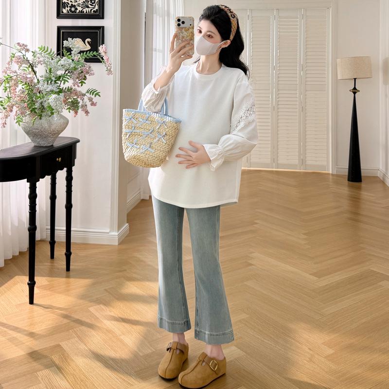 2026 Spring French Lace Embroidered Maternity Top M