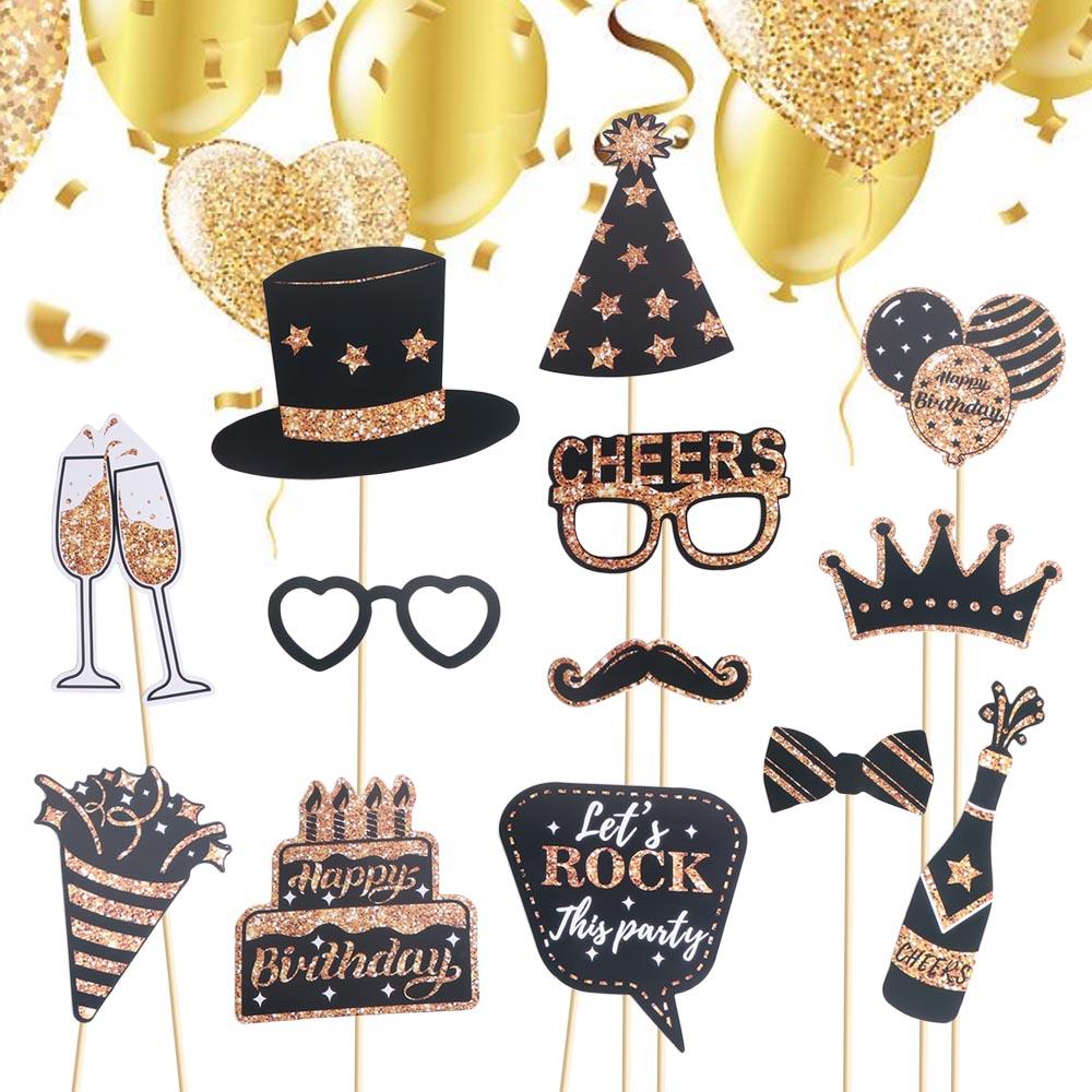 36pcs Paper Photo Booth Props Cartoon Dress Up Costume Mask  Holiday Ball Decor