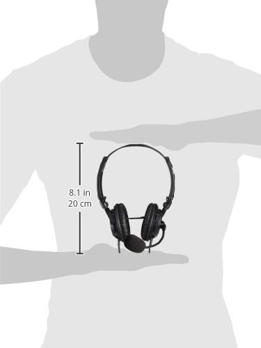 ELECOM HS-HP20TBK Wired Headset with Microphone, 4-Pole, Binaural, Over-the-Ear, Durable Cord, Foldable, 1.8m