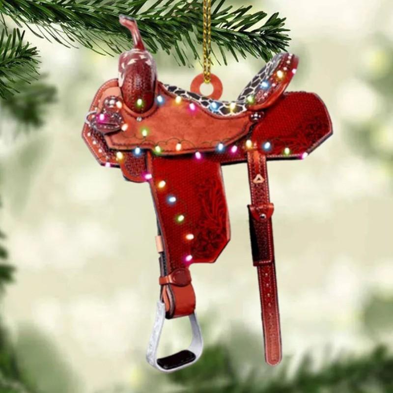 

Christmas Tree Saddle Acrylic Flat Pendant Western Denim Christmas Tree Home Decoration Pendant