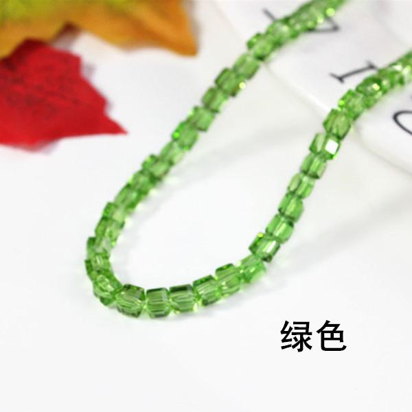 Perles Cubiques Carrées Trou Droit 6mm, Perles Dispersées Cristal Verre Sucre Accessoires Bijoux DIY Matériau de Perles vert