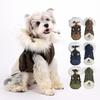 Autumn Winter Dog Down Cotton Jacket With Hooded Fur Collar Four Leg Protection Dog Windproof High Neck Jacket Dog Clothes