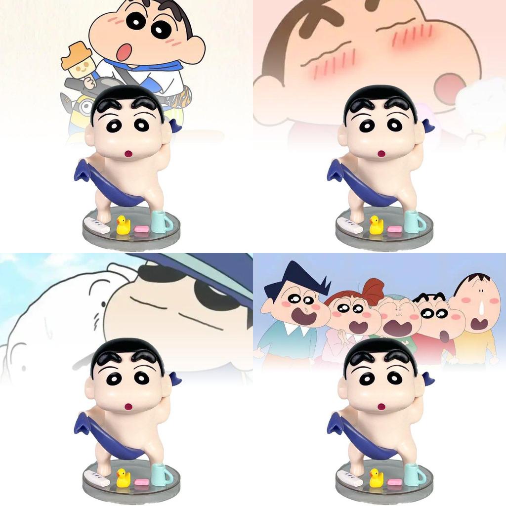Charming Crayon Shin-chan Anime Figurine Bath Time Collectible Pvc Doll 13cm Height