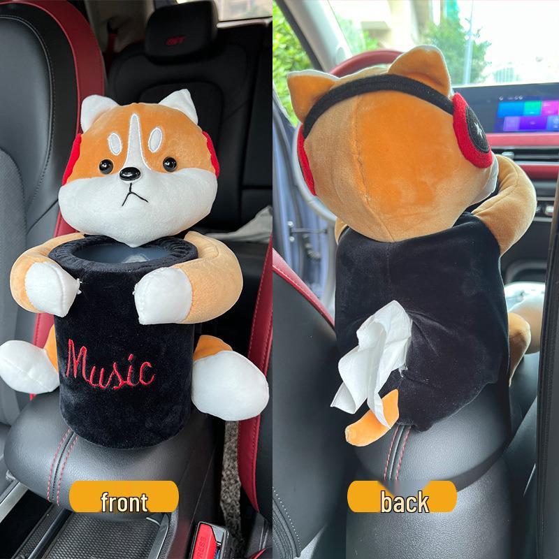 Cartoon Plush Car Tissue Box for Armrest: Cute Hanging Paper Dispenser and Interior Decoration