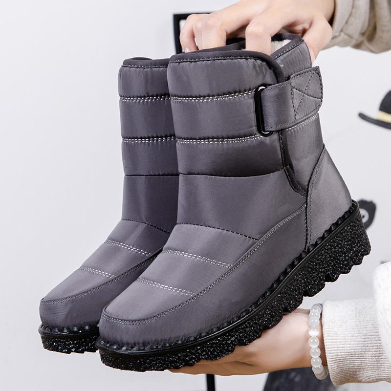 

Женские ботинки на низком каблуке, меховые ботинки для зимы, обувь для женщин, водонепроницаемые зимние ботинки, черные женские резиновые ботинки, зимняя обувь 35 серый