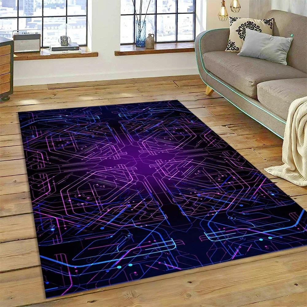 Chip Circuit Board Carpet Rug for Home Living Room Bedroom Sofa Doormat Kitchen Decor Child Paly Area Rug Non-slip Mat