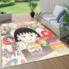 Chibi Maruko‑chan2 Flannel Pattern Square Carpet,Area Rug,Carpet Rug for Living Room Bedroom Sofa Playroom Decor,Non-slip Floor Mat