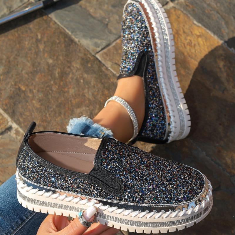 Spring and Autumn New Women's Rocking Line Muffin Bottom Comfortable Casual Wear Women's Shoes Shiny One Pedal Lazy Single Shoes