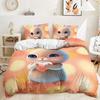 Bett Dreiteiliges Niedliches Tier-Set Katze Kaninchen Bettbezug Zweiteilig Schlafzimmer