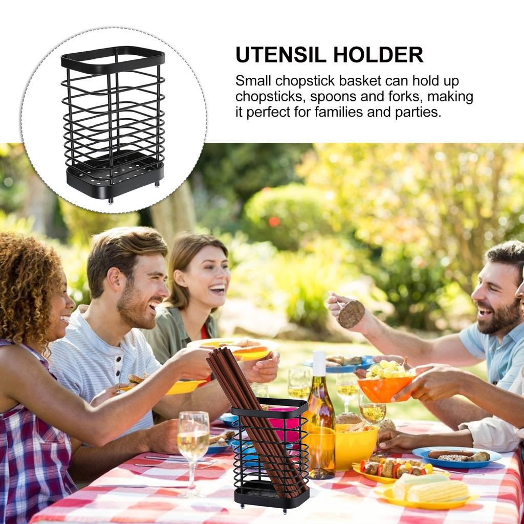 Stainless Flatware Cutlery Storage Box Utensil Holder Rack Metal Spoon Kitchen Tool