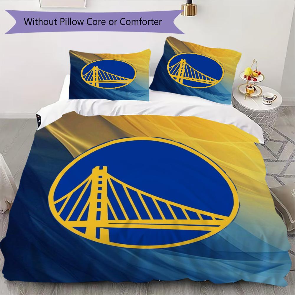 Golden State Warriors Pattern Bedding Uilt Set Uilt Cover Pillowcase Home Decoration Birthday Gift (1 * Duvet Cover + 2 * Pillowcase Without Core)