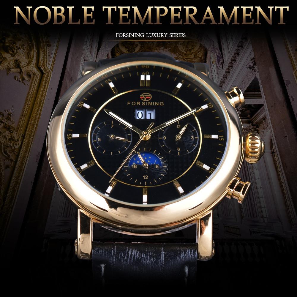 Forsining Herrenmode Freizeit Kalender Tourbillon Automatische Mechanische Uhr