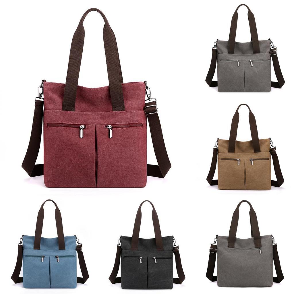 Canvas Tote Bag For Women With Zipper Pockets Urban Minimalist Fashion Accessory