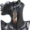 Boho Women Hollow Carved Circle Feather Tassel Dangle Hook Earrings Jewelry