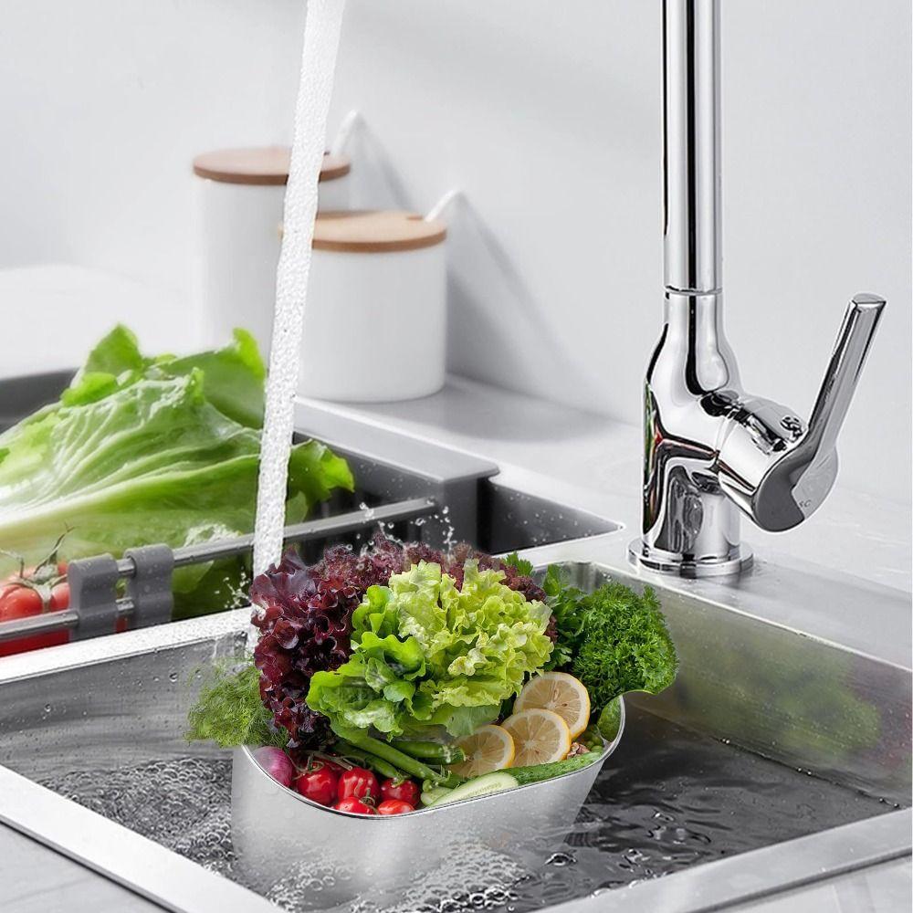 Rust-Resistant Portable Strainer Wall Hanging Drainage Basket Kitchen Sink Drain Rack  Bathroom