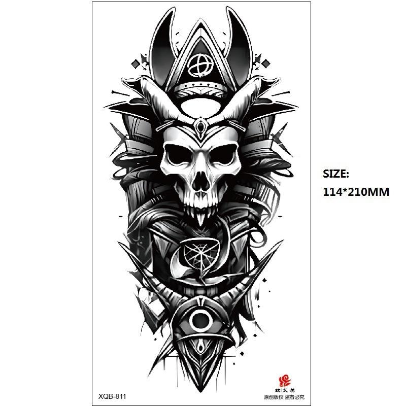 Мужская благоприятная наклейка с изображением животного, нарисованная вручную, цветная, временная, водонепроницаемая, имитация татуировки 114*210MM