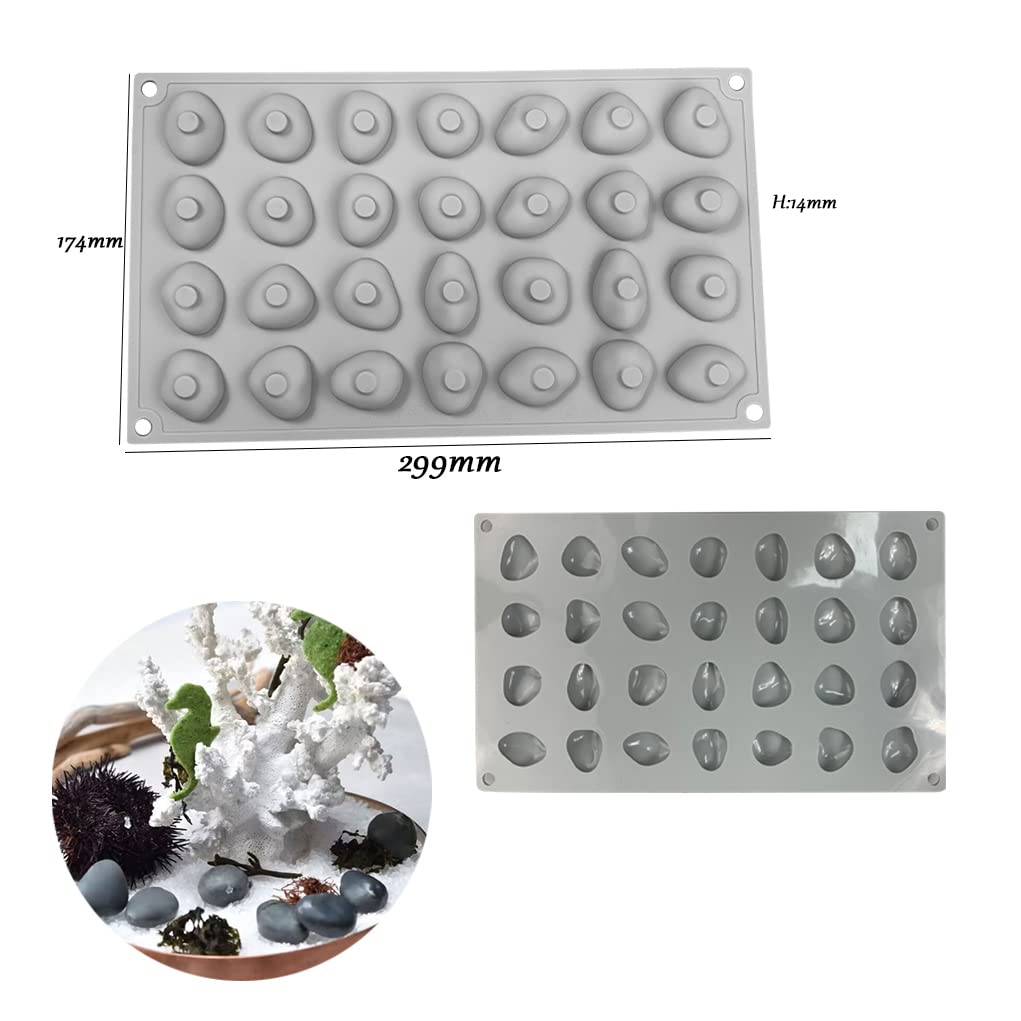 Silicone French Mousse Cake Mold, 3D Bakeware DIY Chocolate Soap Candle Mold, 28 Cavity Cobblestone