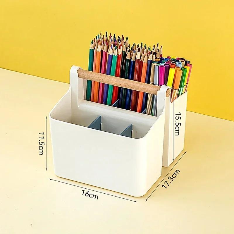 Portable Desktop Pen Holder School Office Large Capacity Stackable Cute Marker Pen Stationery Storage Box Creative Pencil Holder