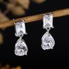 ZAKOL Elegant Square Teardrop Zirconia Dangle Earrings For Women Sparkling Bridal Wedding Party Jewelry Gift