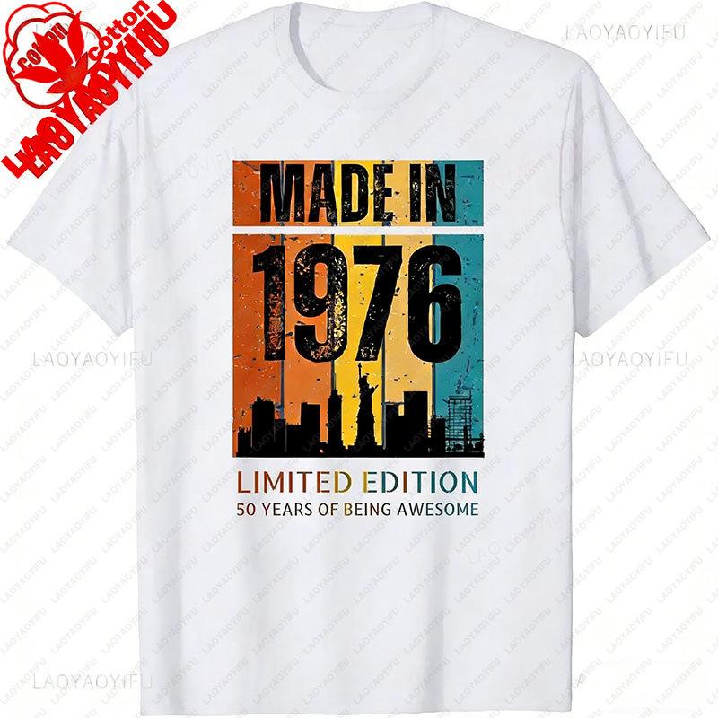 Retro 50 Year Old Vintage 1976 Limited Edition 50th Birthday Classic Graphic T Shirts Clothes for Women Men Summer Cotton Tees