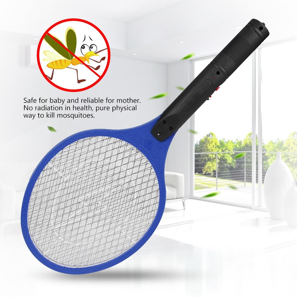 Cordless Rechargeable Electric Fly Mosquito Swatter Bug Zapper Racket Insects Killer Blue