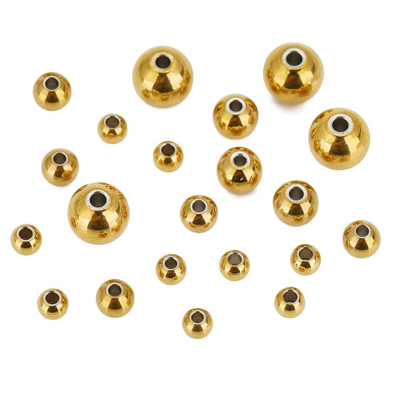 30/50pcs 4 5 6 8 mm PVD Stainless Steel Spacer Beads Never Fade Round Necklace Beads For DIY Bracelet Findings Jewelry Making