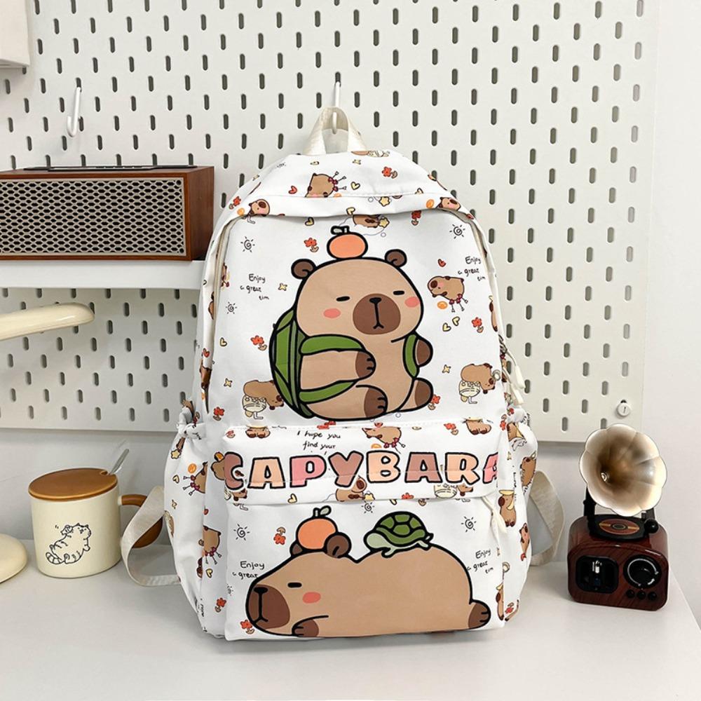 Neuer Kapybara-Rucksack mit großer Kapazität, atmungsaktiv, ultraleicht, Schüler-Schulranzen, Nylon, Cartoon-Büchertasche