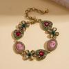 Flower and Heart Vintage Metal Necklace Court-style Bracelet Earrings Jewelry  Jewelry Accessories