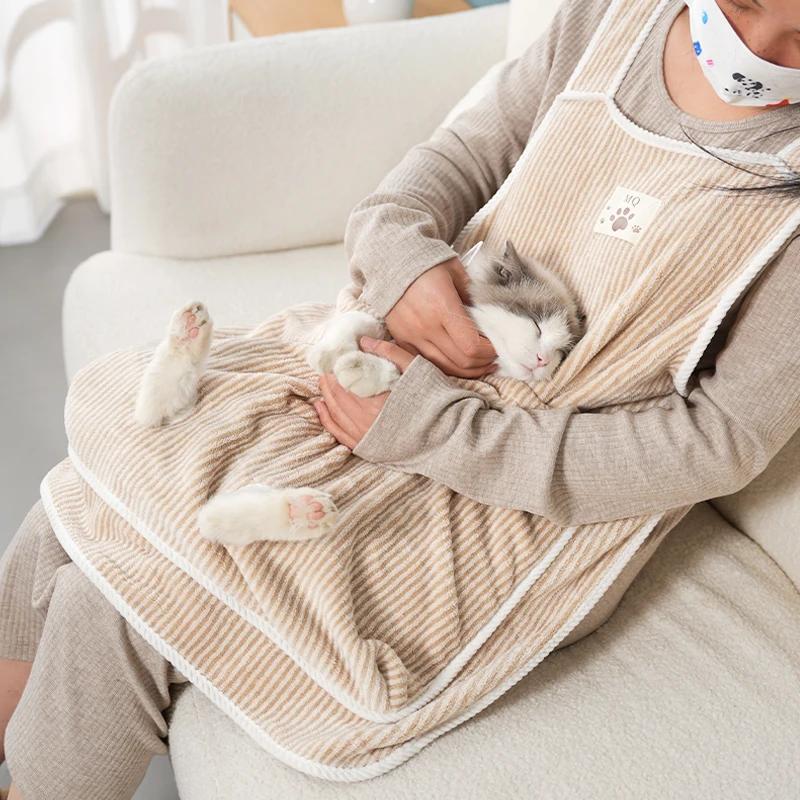 Petting Pet Travel Sleep Bag Cat Carrier Pouch Dog Puppy Bag Plush Outdoor Shoulder Bag Comfort Transport Bags for Cats Apron