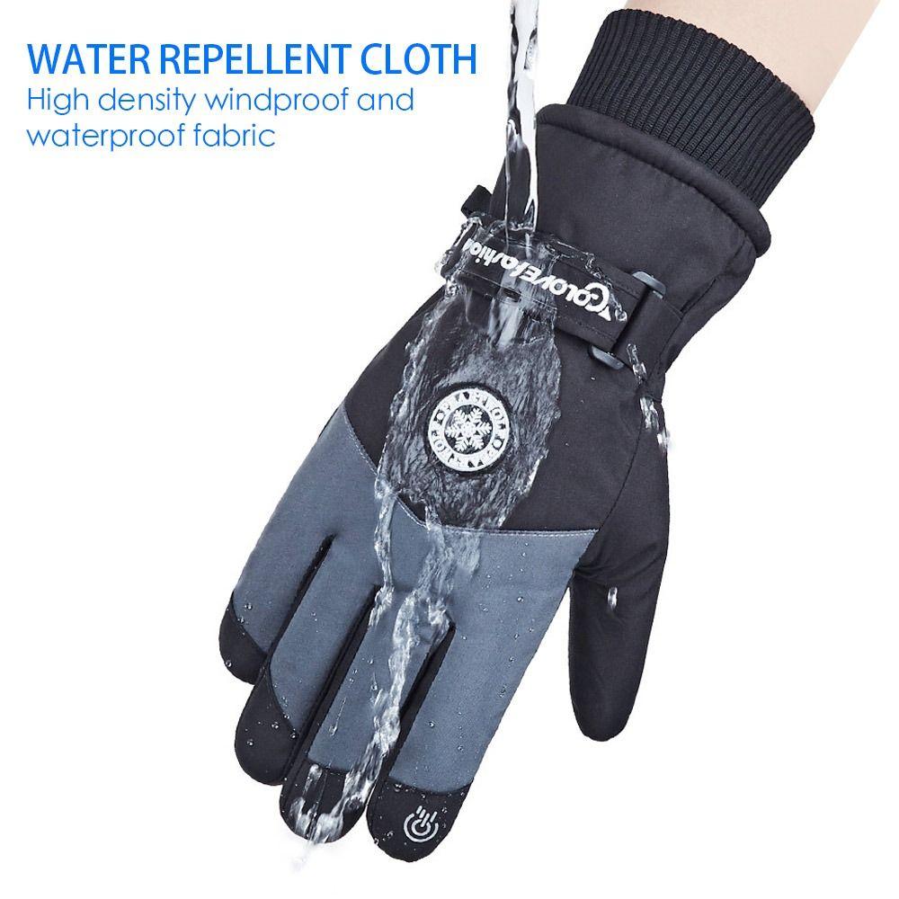 Waterproof Touch Screen Winter Fleece Riding Gloves PU Leather Ski Gloves Snow Gloves