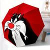 Looney Tunes Sylvester Cat Automatic Open/Close Umbrella   Compact Travel Umbrella, 8 Rib Heavy Duty Construction, Ideal Gift, 140