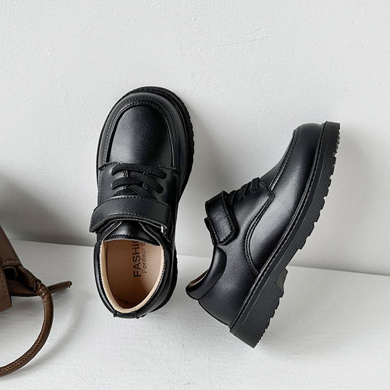 Vintage Classic Boys Leather Shoes Soft Sole Children's British Style Boys Show with Suit Black Shoes