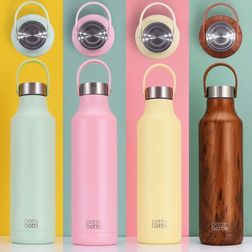 600ml Stainless Steel Water Bottle for Kids, Direct Drinking, Insulated, Keeps Drinks Hot or Cold, Portable, Stylish, Includes Bottle Brush, Green