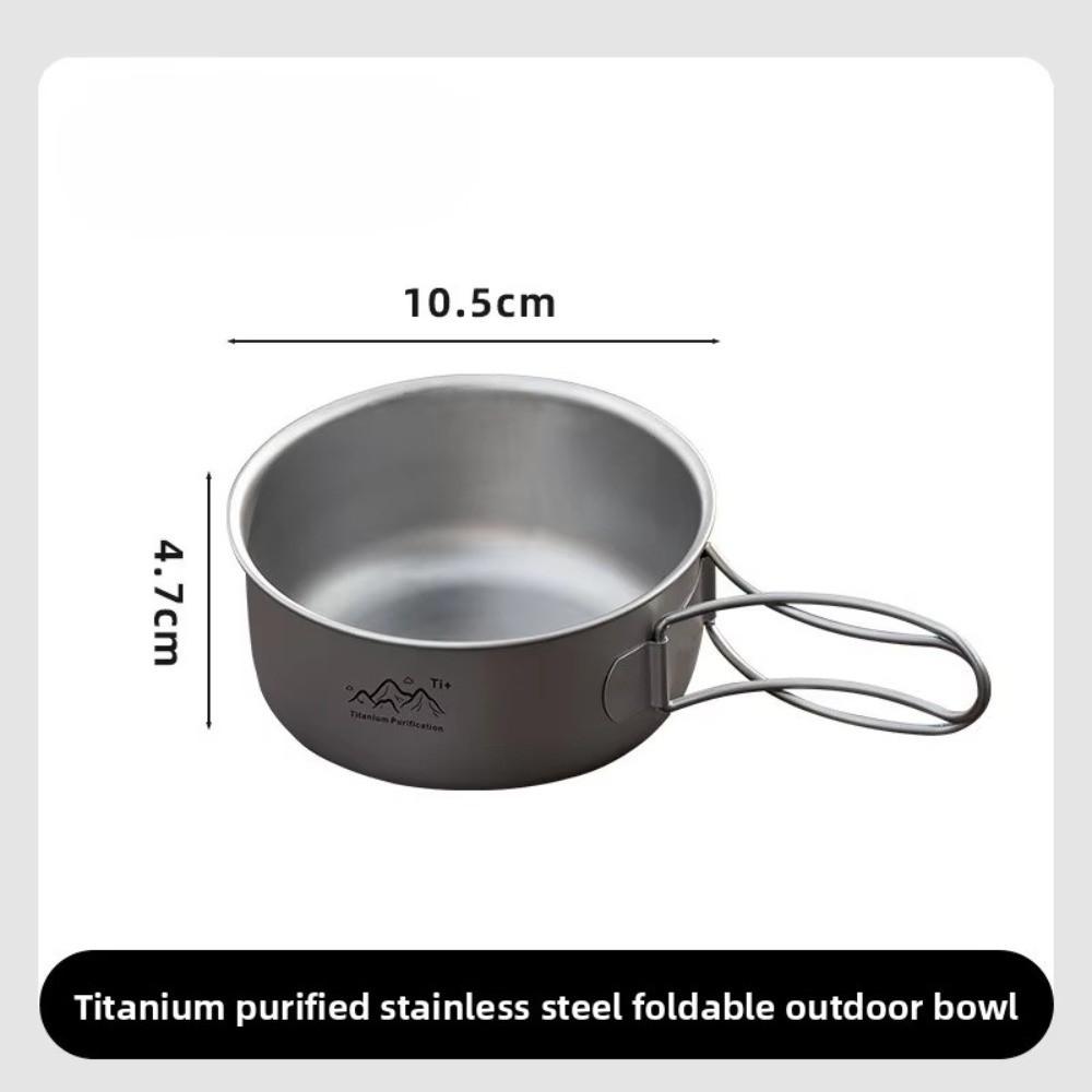 Foldable Handle Instant Noodle Bowl Titanium Cooking Bowl Portable Camping Pot  Cooking Utensils