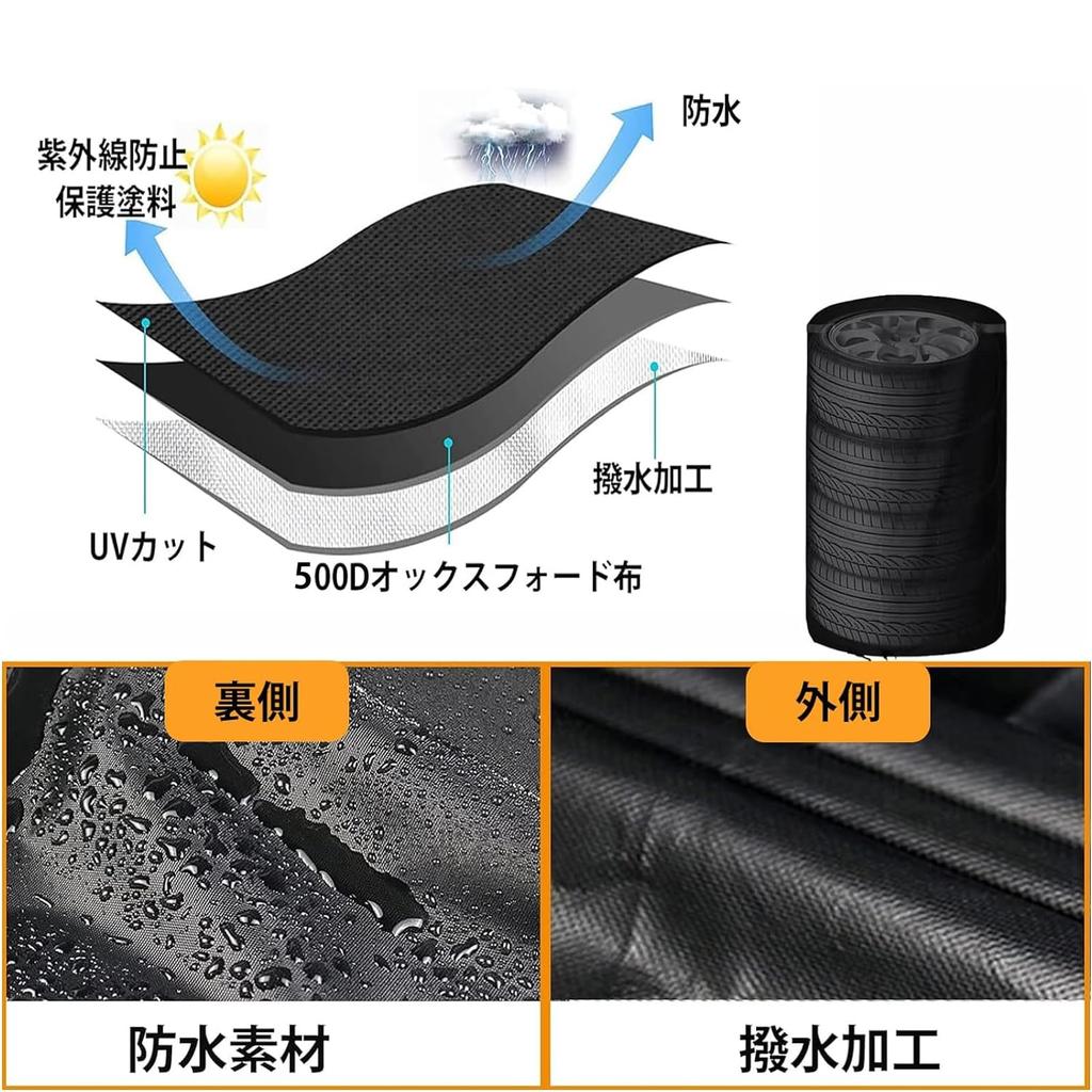 Iptienda Outdoor Waterproof 500D Thick Tire Covers for 4 Tires - UV Protection, Dustproof, Stain-Resistant, Durable, Rain and Snow Resistant, with Sto