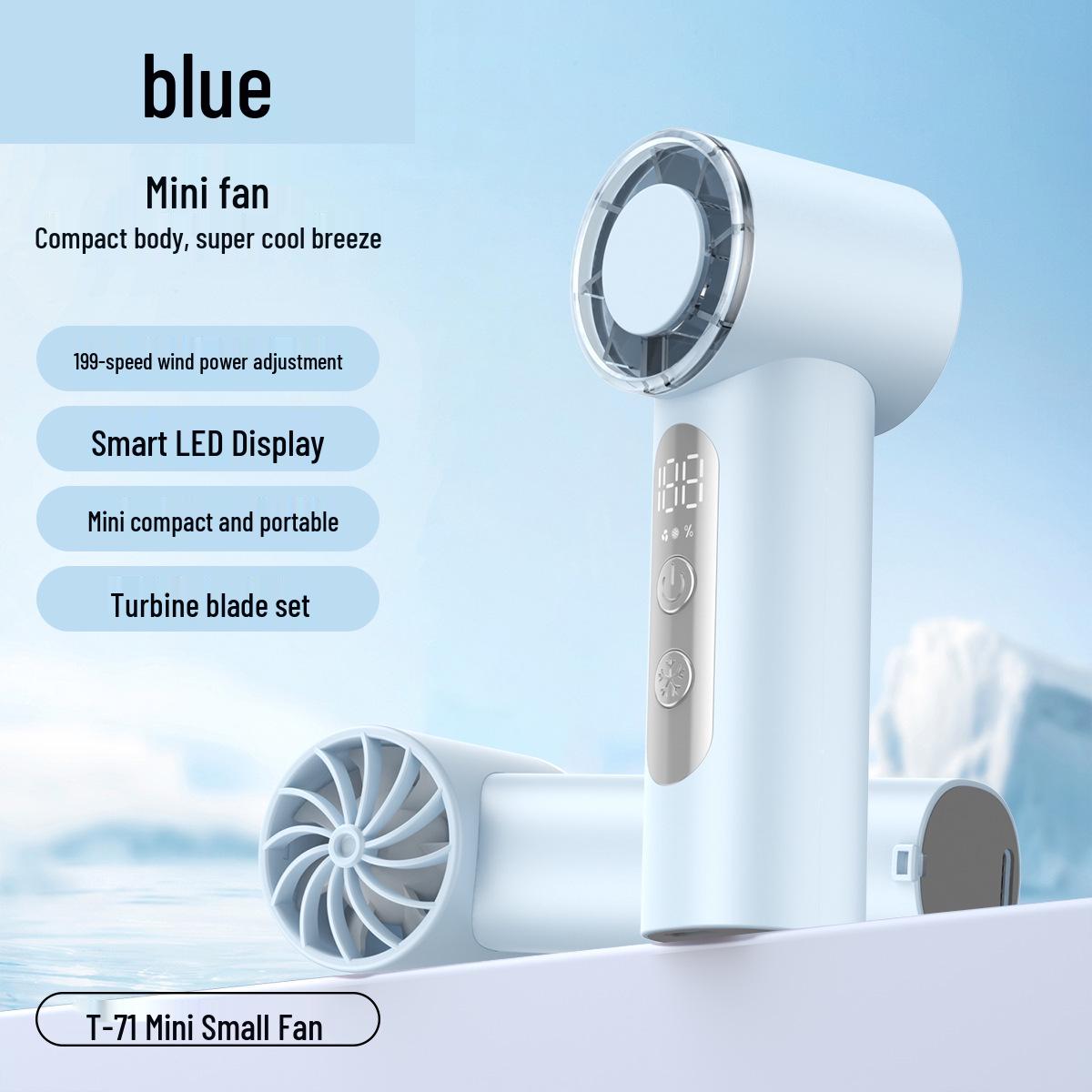 T71 High-Speed USB Handheld Fan with Digital Display & 100-Speed Settings *