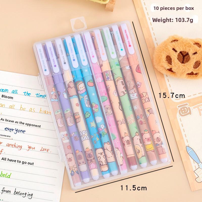 10colors/box Capybara Colored Pens Gift Set Korean Style Colors Gel Pen Quick Drying Highlighter Pens for Party Gift Supply