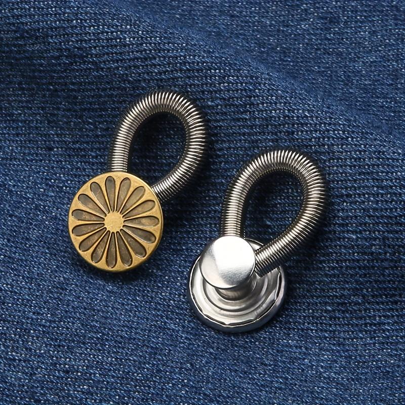 6pcs Adjustable Pants Waist Extender with Spring Telescopic Buckle, Detachable Waistband Expansion Button for Comfortable Daily