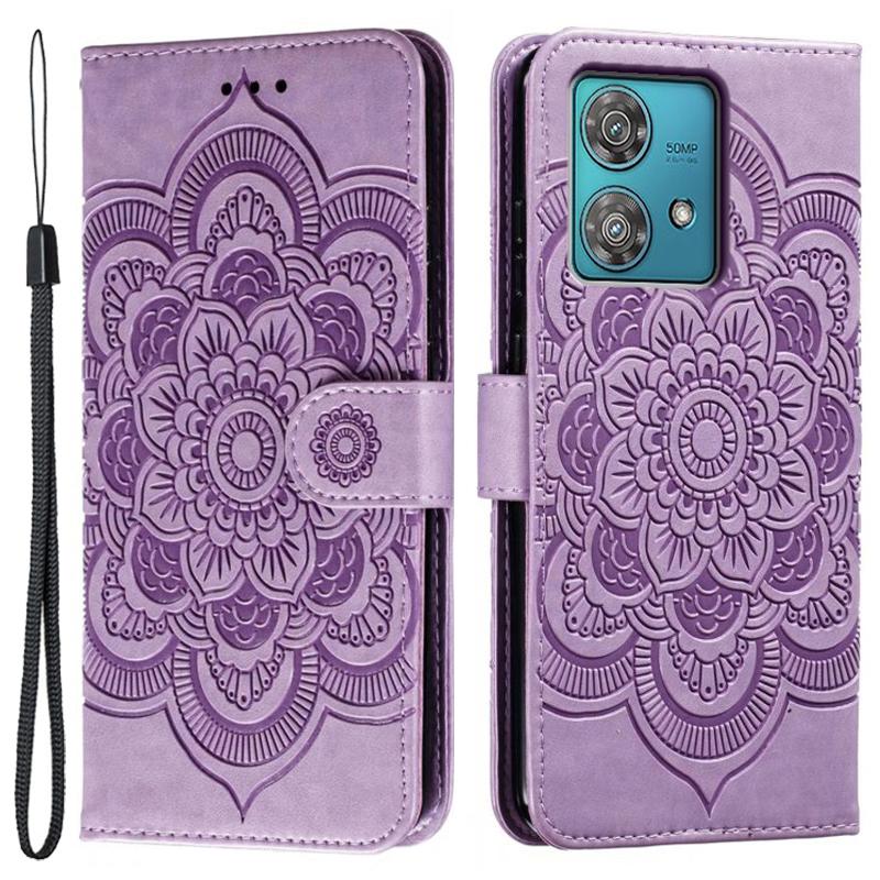 For Motorola Edge 40 Neo 5G Case PU Leather Mandala Imprinted Design Wallet Phone Cover