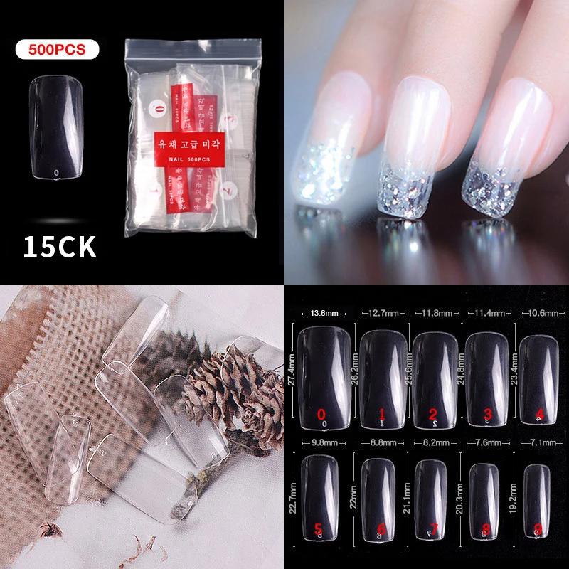 500PCS Natural Transparent Ballerina Almond  Round End Full/Half Ballet Coffin French False Nail Tips Fake Toenail Tip Manicure