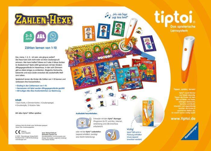 Jeu de société - ravensburger - 00132 - rav tiptoi zahlen-hexe - 1 à 4 joueurs - 15 minutes