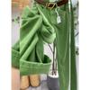 Elegant Wide-Leg Green Plus Size Denim Jeans for Women Loose High-Waisted Green Pants