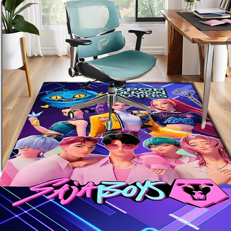 KPop Demon Hunters Pattern Rug, Indoor/Outdoor Mat, for Picnic, Gameroom, Bedroom, Office, Living Room, Home Decor Carpet, Birthday Gift