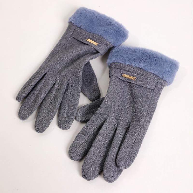 Gloves Winter Velvet Thickened Warm Cute Touch Screen Winter Electric Vehicle Cold Riding Gloves