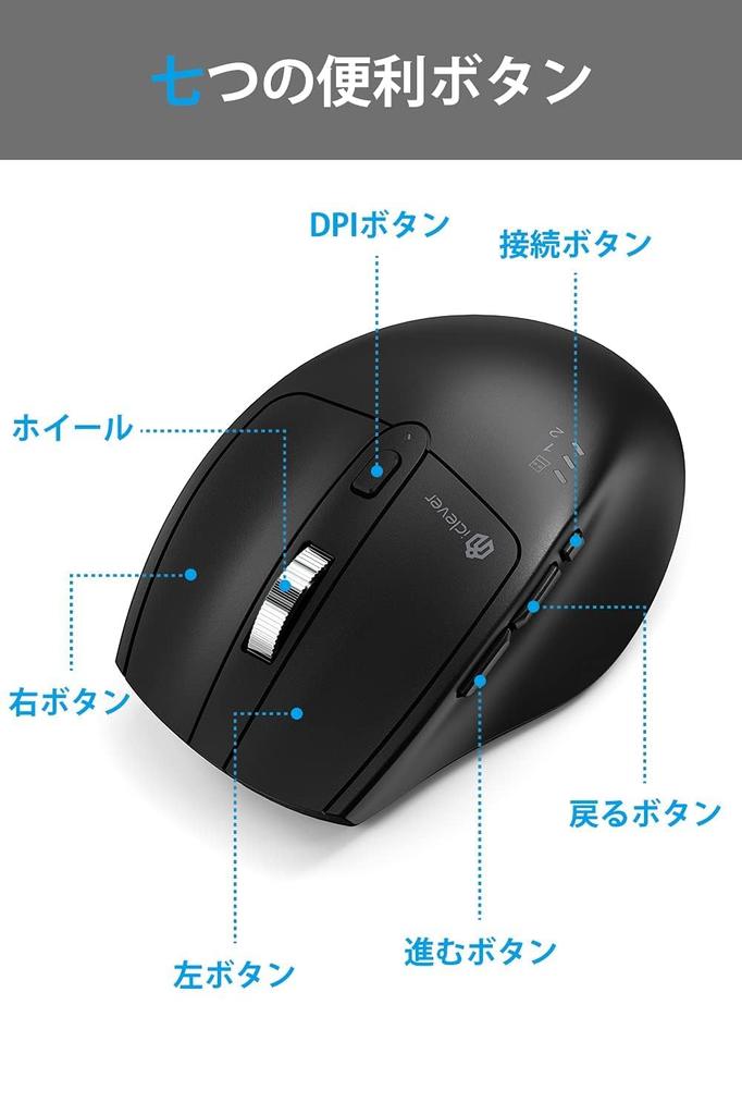 iClever Wireless Mouse, Bluetooth Mouse, Type-C Rechargeable, Quiet, Dual Mode, Multi-Pairing, Supports 3 Devices, 4 DPI Settings (800120016002400),